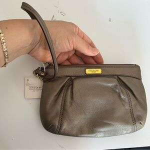 Coach Metallic Brown Leather Wristlet